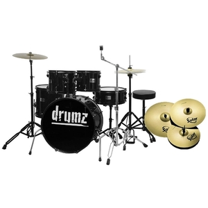 Premier DRUMZ 5기통   풀옵션 심벌세트+드럼의자+5A스틱  블랙색상뮤직메카
